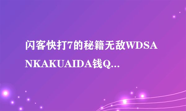 闪客快打7的秘籍无敌WDSANKAKUAIDA钱QIANSANKEKUAIDA 100000000怎么用？