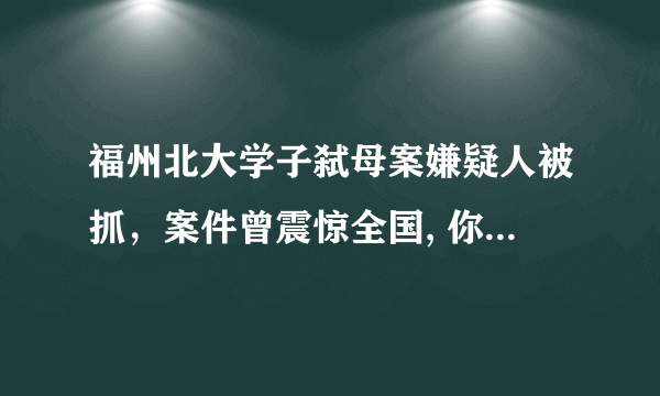 福州北大学子弑母案嫌疑人被抓，案件曾震惊全国, 你怎么看？