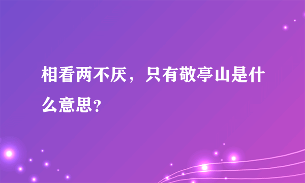 相看两不厌，只有敬亭山是什么意思？