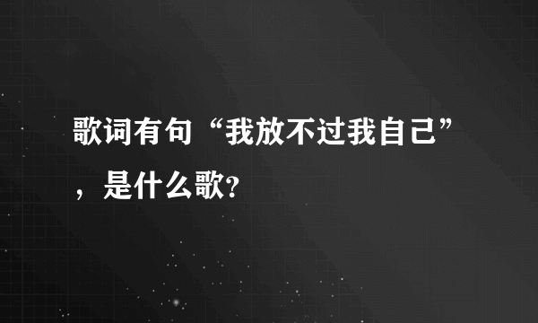 歌词有句“我放不过我自己”，是什么歌？