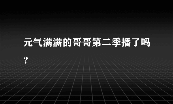 元气满满的哥哥第二季播了吗？