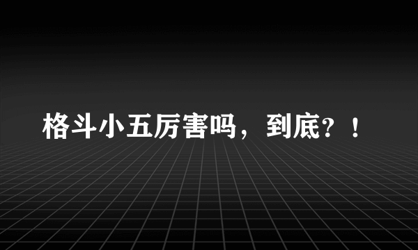 格斗小五厉害吗，到底？！