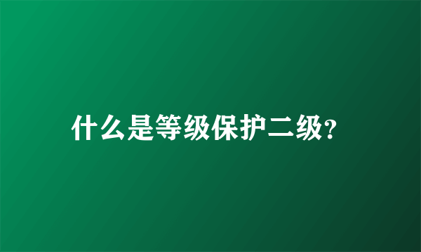 什么是等级保护二级？