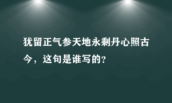 犹留正气参天地永剩丹心照古今，这句是谁写的？