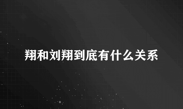 翔和刘翔到底有什么关系