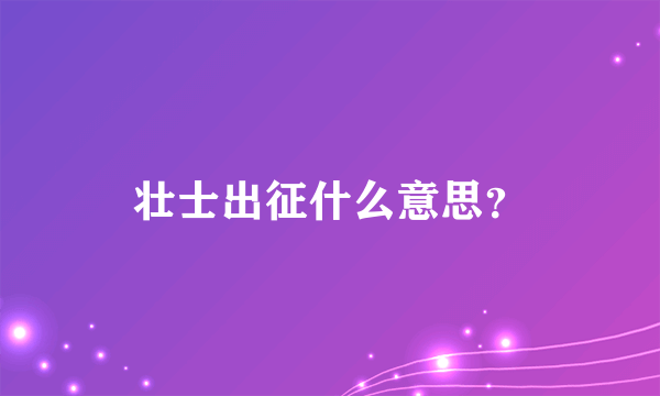 壮士出征什么意思？