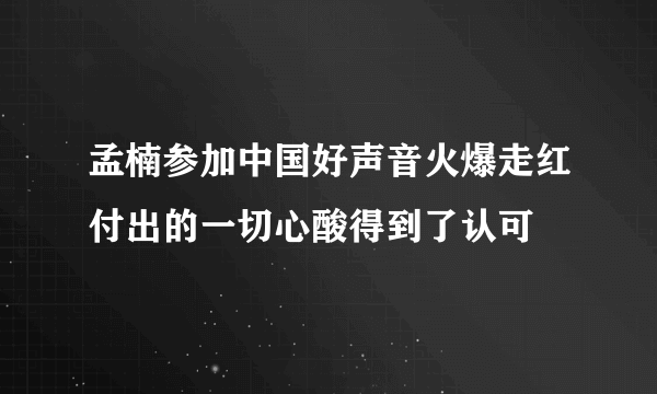 孟楠参加中国好声音火爆走红付出的一切心酸得到了认可