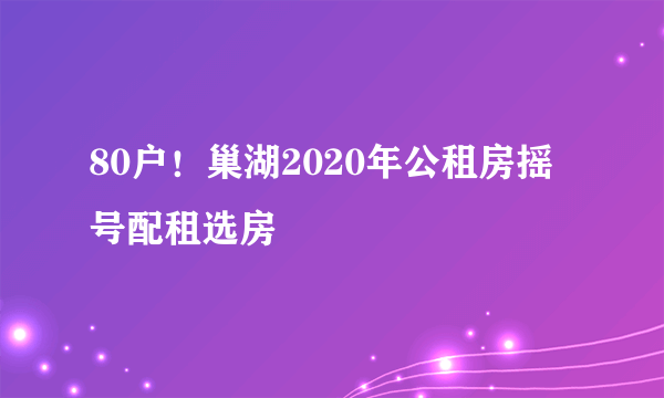 80户！巢湖2020年公租房摇号配租选房