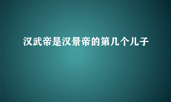 汉武帝是汉景帝的第几个儿子