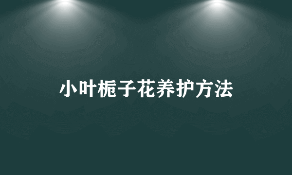 小叶栀子花养护方法