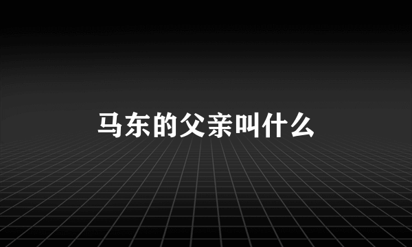 马东的父亲叫什么