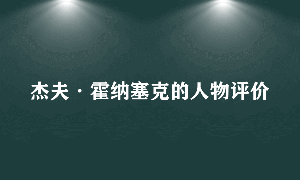 杰夫·霍纳塞克的人物评价