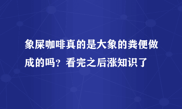 象屎咖啡真的是大象的粪便做成的吗？看完之后涨知识了