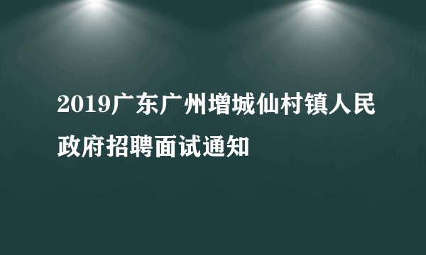 2019广东广州增城仙村镇人民政府招聘面试通知