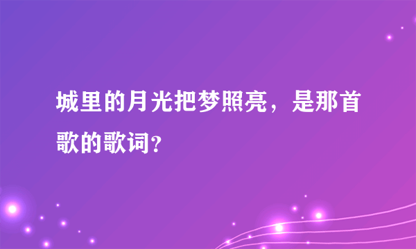 城里的月光把梦照亮，是那首歌的歌词？