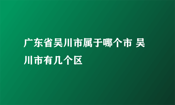 广东省吴川市属于哪个市 吴川市有几个区