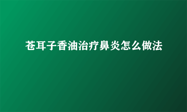 苍耳子香油治疗鼻炎怎么做法