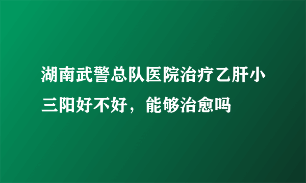 湖南武警总队医院治疗乙肝小三阳好不好，能够治愈吗