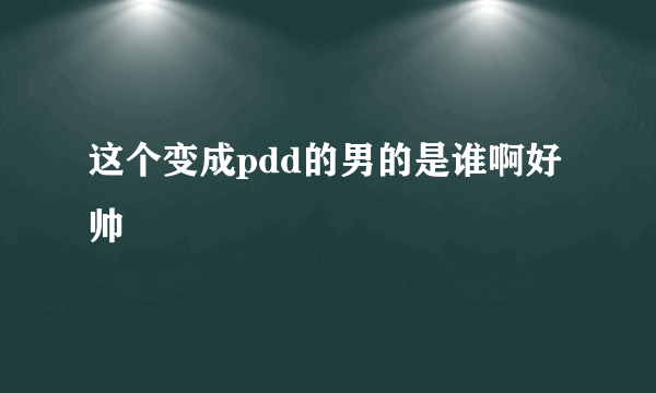 这个变成pdd的男的是谁啊好帅