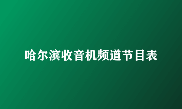 哈尔滨收音机频道节目表