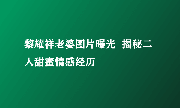 黎耀祥老婆图片曝光  揭秘二人甜蜜情感经历