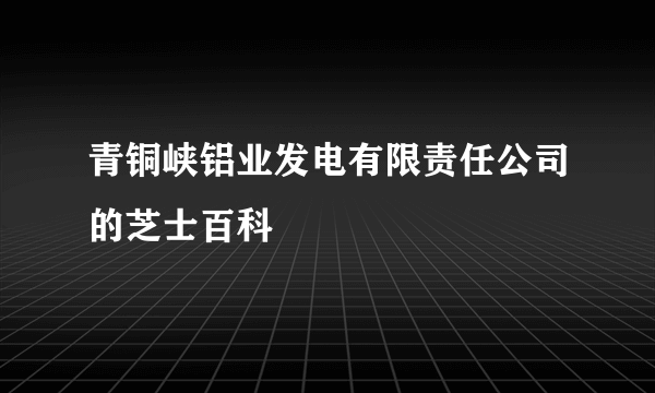 青铜峡铝业发电有限责任公司的芝士百科