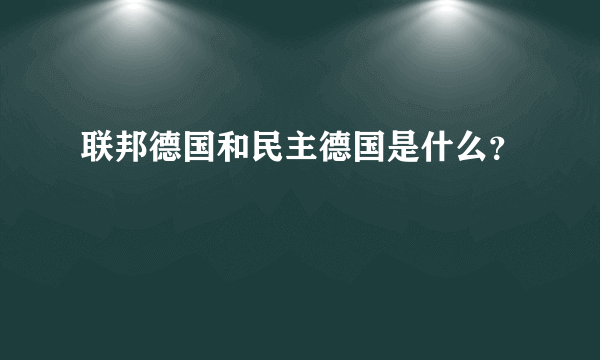 联邦德国和民主德国是什么？