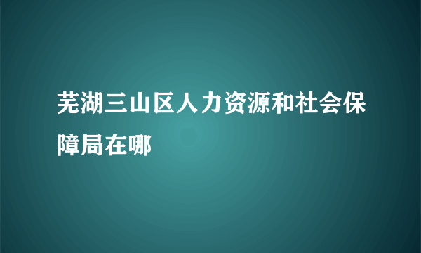 芜湖三山区人力资源和社会保障局在哪