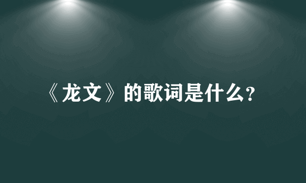 《龙文》的歌词是什么？