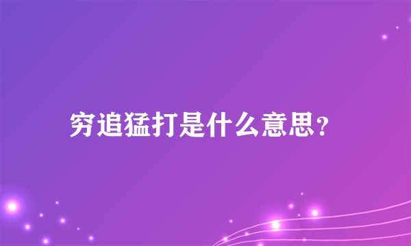 穷追猛打是什么意思？