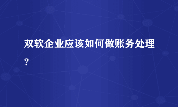 双软企业应该如何做账务处理？