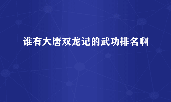 谁有大唐双龙记的武功排名啊