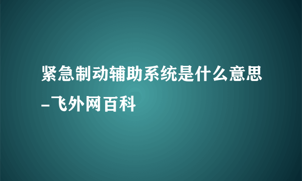 紧急制动辅助系统是什么意思-飞外网百科