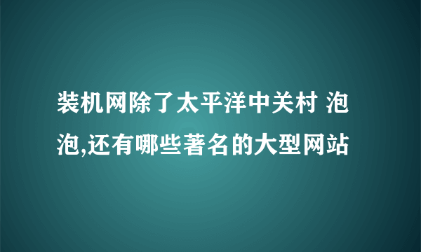 装机网除了太平洋中关村 泡泡,还有哪些著名的大型网站