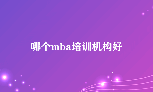 哪个mba培训机构好