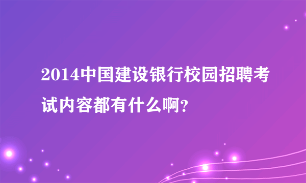 2014中国建设银行校园招聘考试内容都有什么啊？