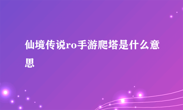 仙境传说ro手游爬塔是什么意思