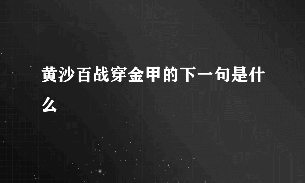 黄沙百战穿金甲的下一句是什么