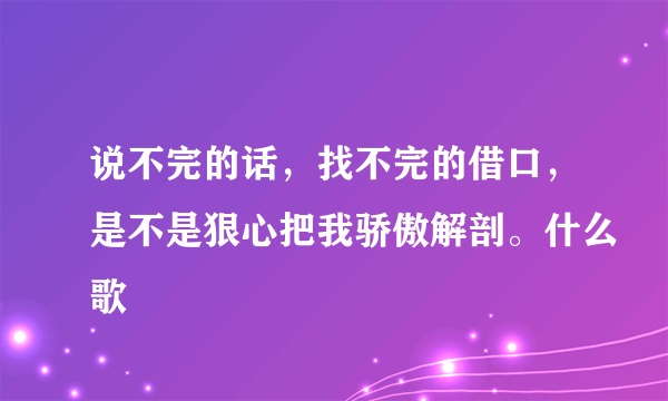 说不完的话，找不完的借口，是不是狠心把我骄傲解剖。什么歌