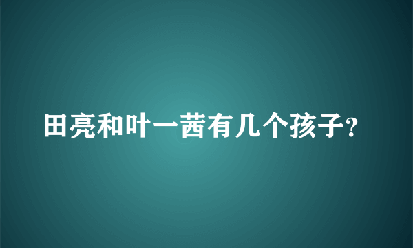 田亮和叶一茜有几个孩子？