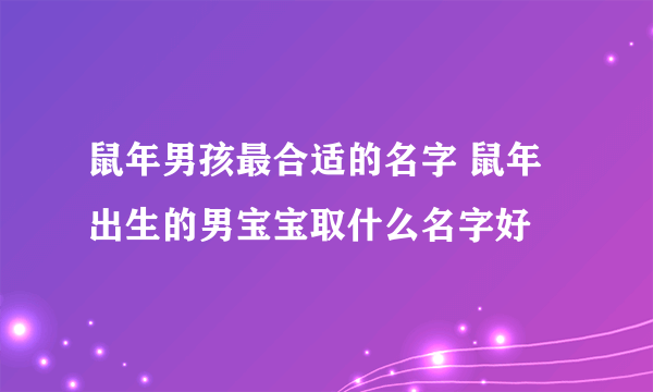 鼠年男孩最合适的名字 鼠年出生的男宝宝取什么名字好