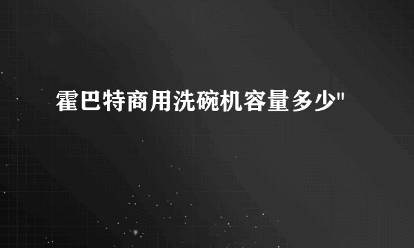 霍巴特商用洗碗机容量多少