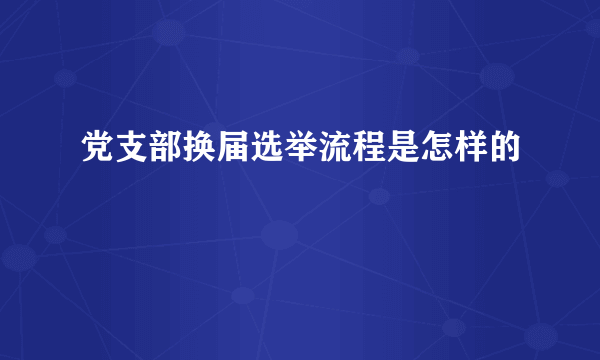 党支部换届选举流程是怎样的