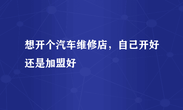 想开个汽车维修店，自己开好还是加盟好