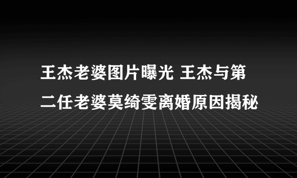 王杰老婆图片曝光 王杰与第二任老婆莫绮雯离婚原因揭秘