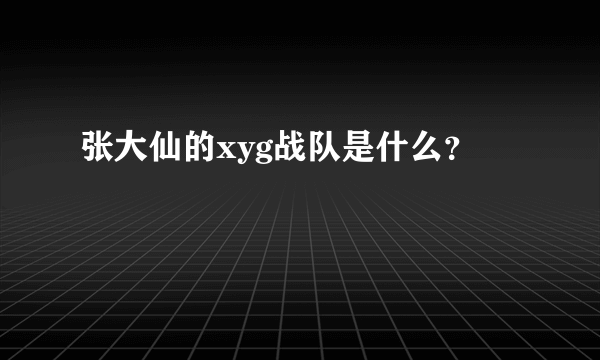 张大仙的xyg战队是什么？