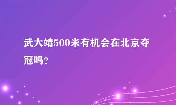 武大靖500米有机会在北京夺冠吗？