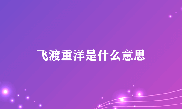 飞渡重洋是什么意思