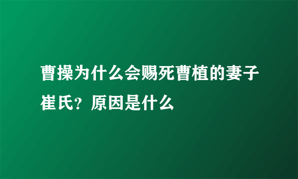 曹操为什么会赐死曹植的妻子崔氏？原因是什么