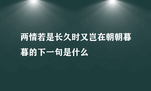 两情若是长久时又岂在朝朝暮暮的下一句是什么